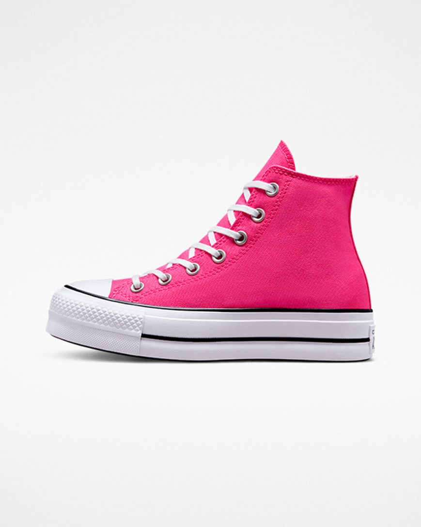 Dámské Boty Na Platformy Converse Chuck Taylor All Star Lift Platene Vysoké Růžové Černé Bílé | CZ WSLZ41